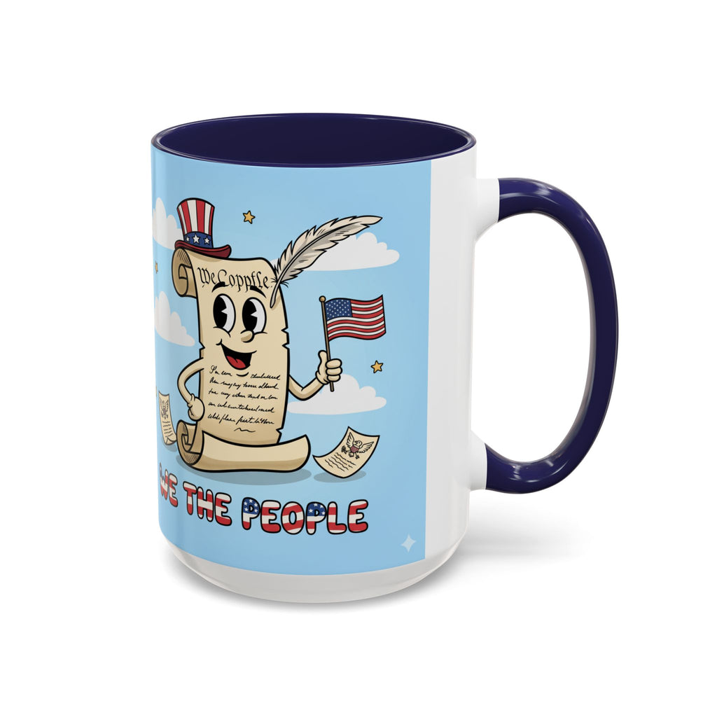 Patriotic Accent Coffee Mug, Fun Mug for Parades, Independence Day Gift, Home Decor, We the People