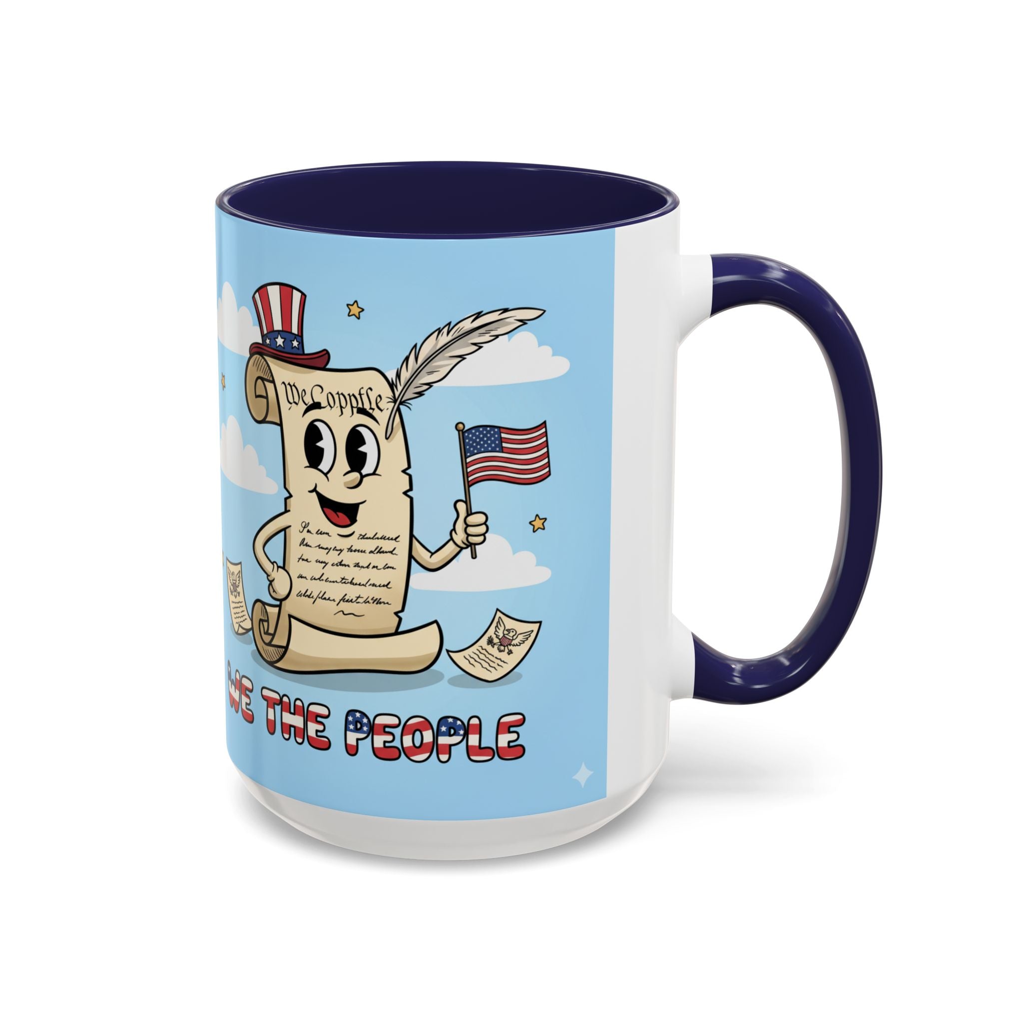 Patriotic Accent Coffee Mug, Fun Mug for Parades, Independence Day Gift, Home Decor, We the People