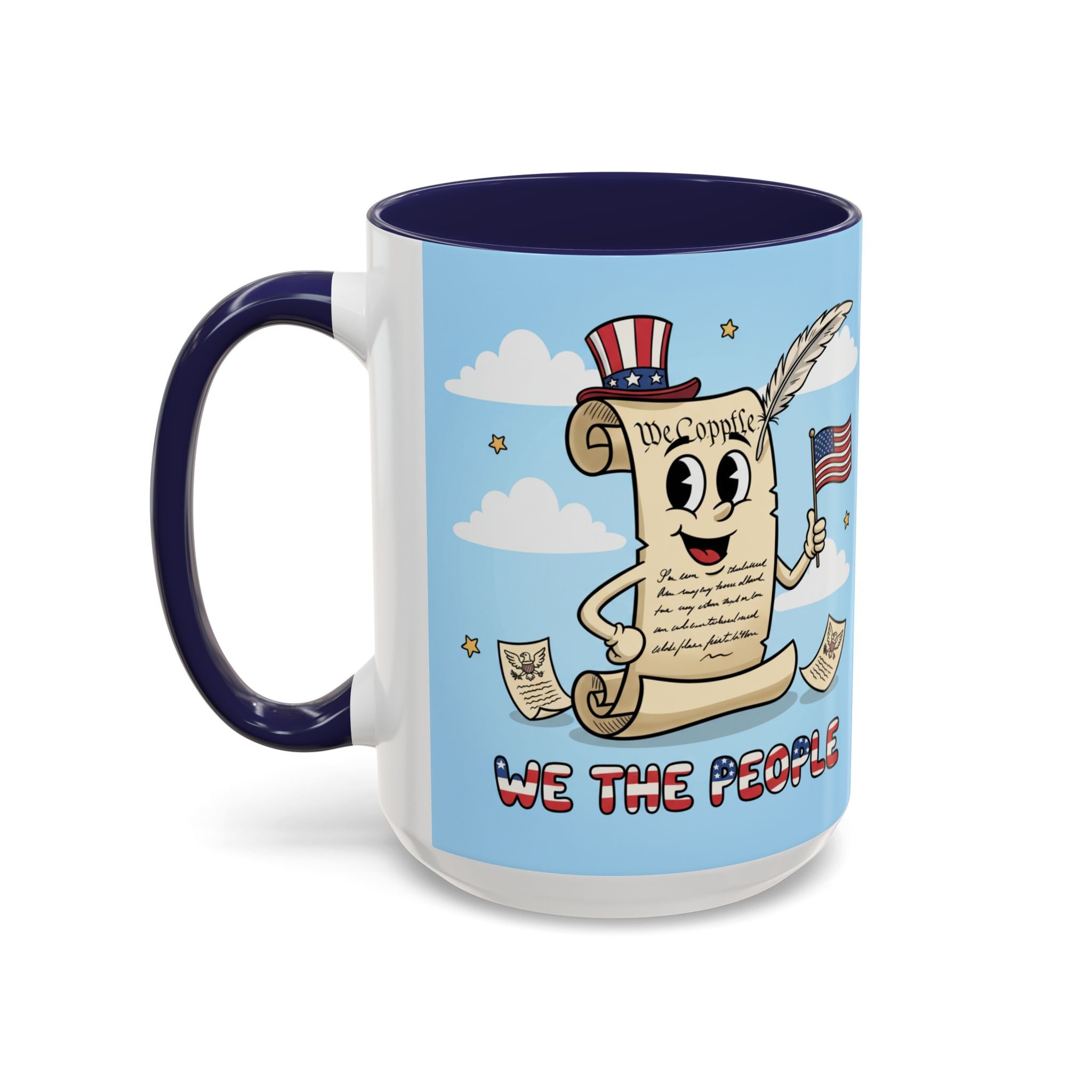 Patriotic Accent Coffee Mug, Fun Mug for Parades, Independence Day Gift, Home Decor, We the People