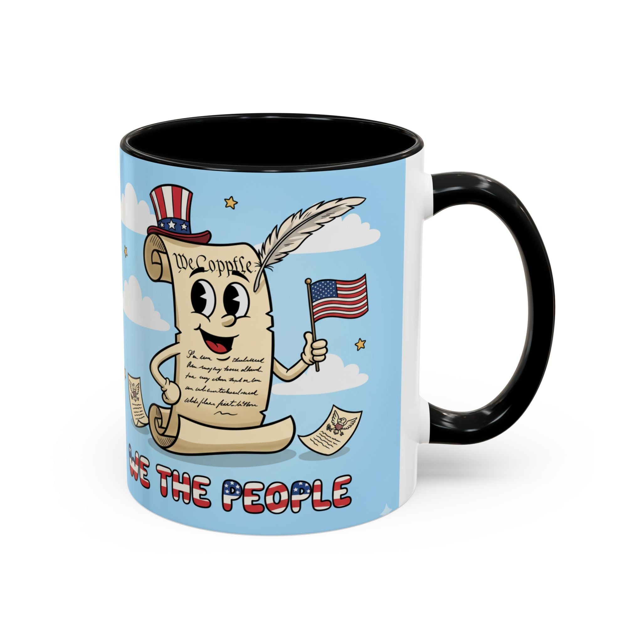 Patriotic Accent Coffee Mug, Fun Mug for Parades, Independence Day Gift, Home Decor, We the People