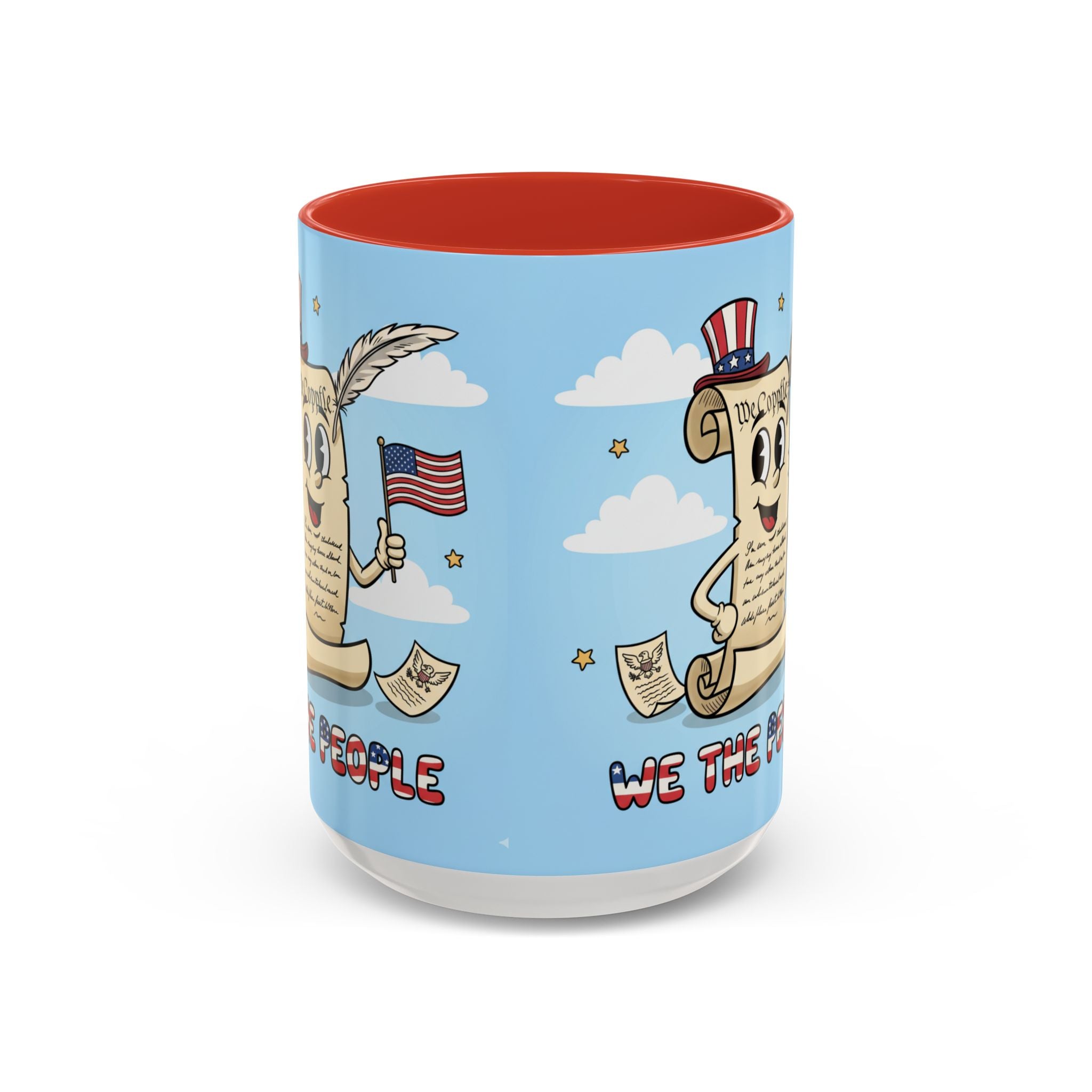 Patriotic Accent Coffee Mug, Fun Mug for Parades, Independence Day Gift, Home Decor, We the People
