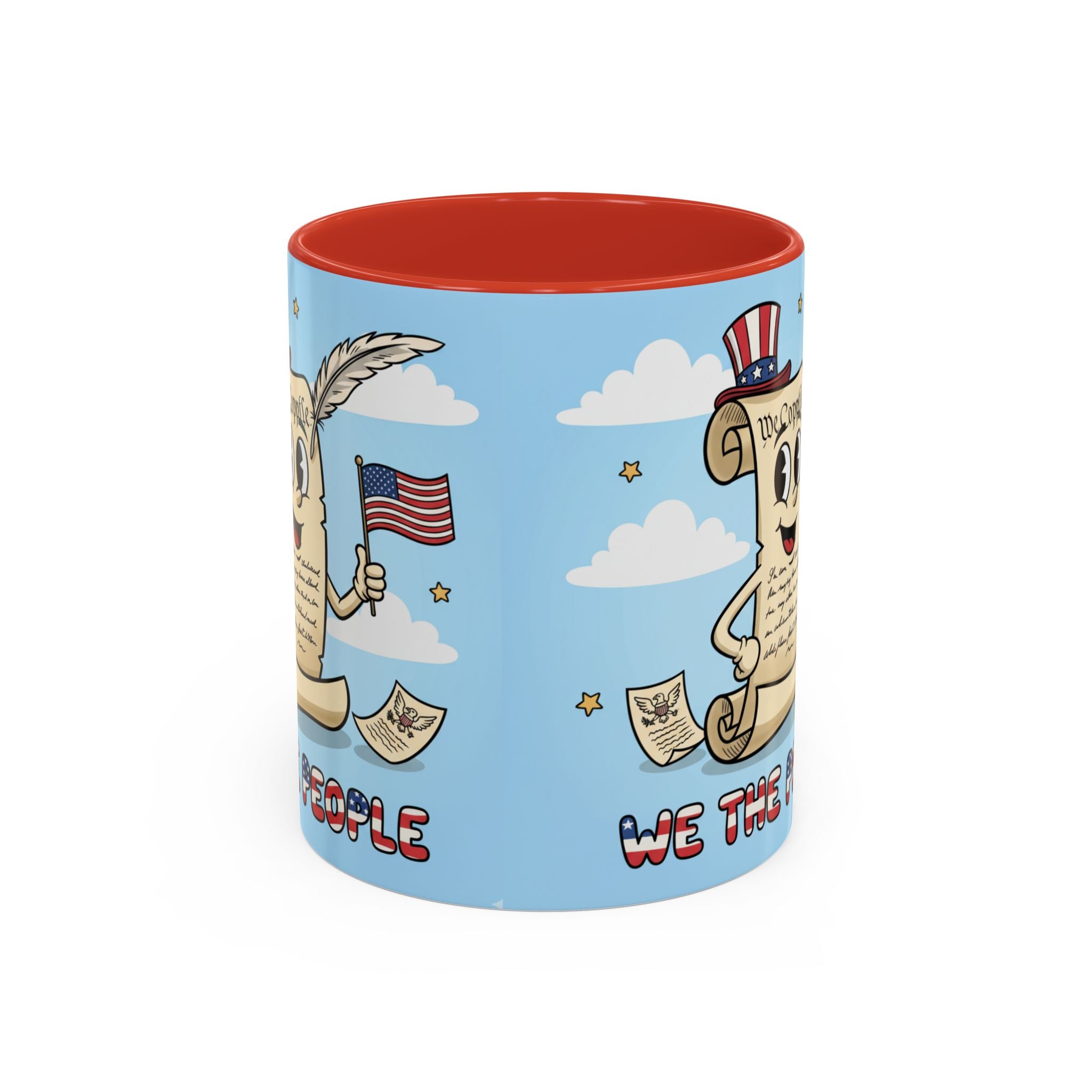 Patriotic Accent Coffee Mug, Fun Mug for Parades, Independence Day Gift, Home Decor, We the People