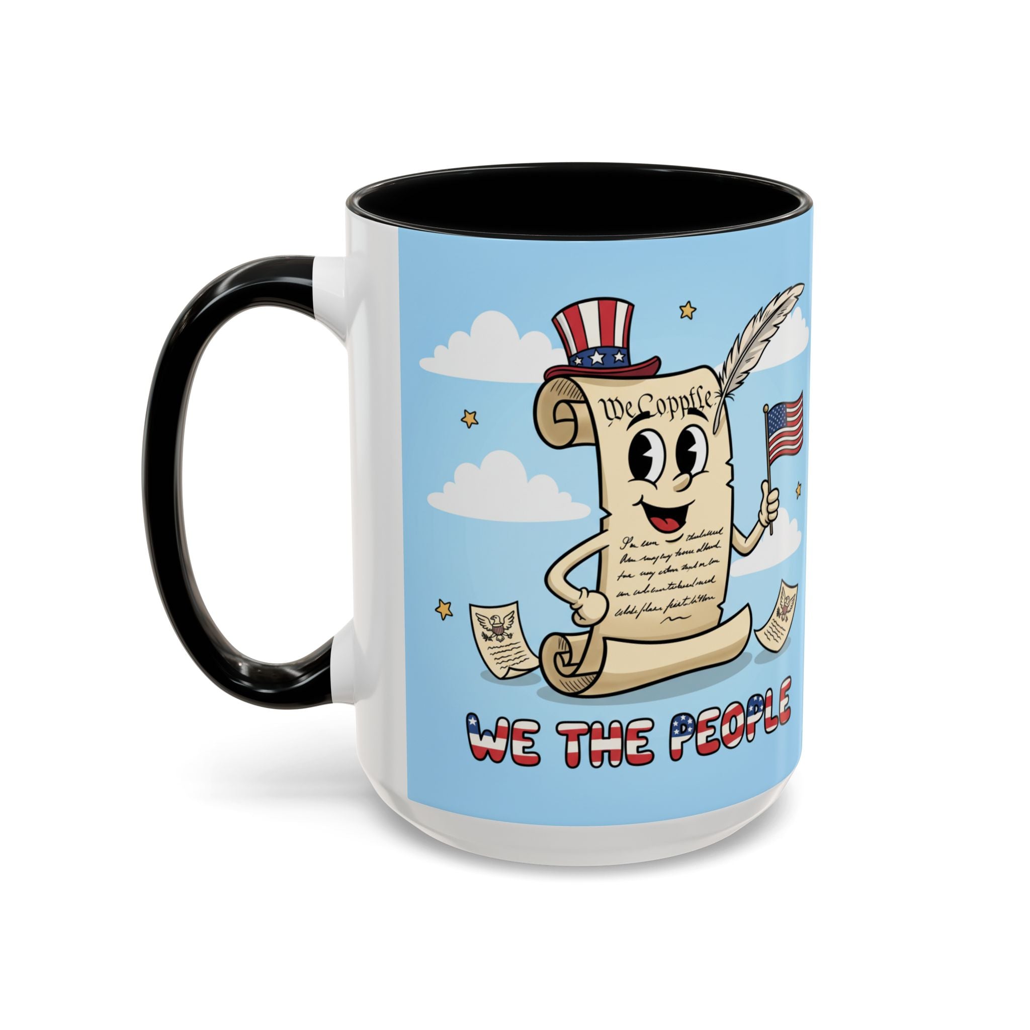 Patriotic Accent Coffee Mug, Fun Mug for Parades, Independence Day Gift, Home Decor, We the People