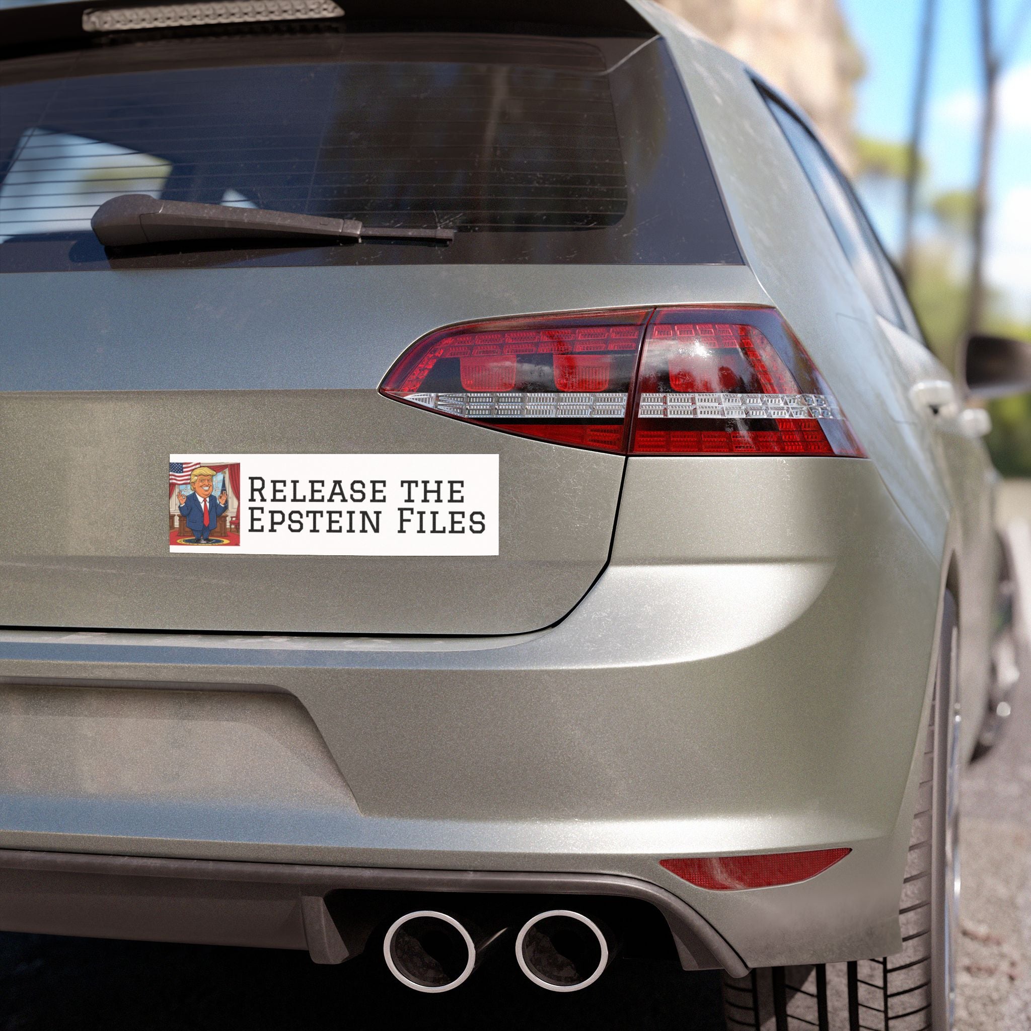 Release the Epstein Files car magnet with Trump