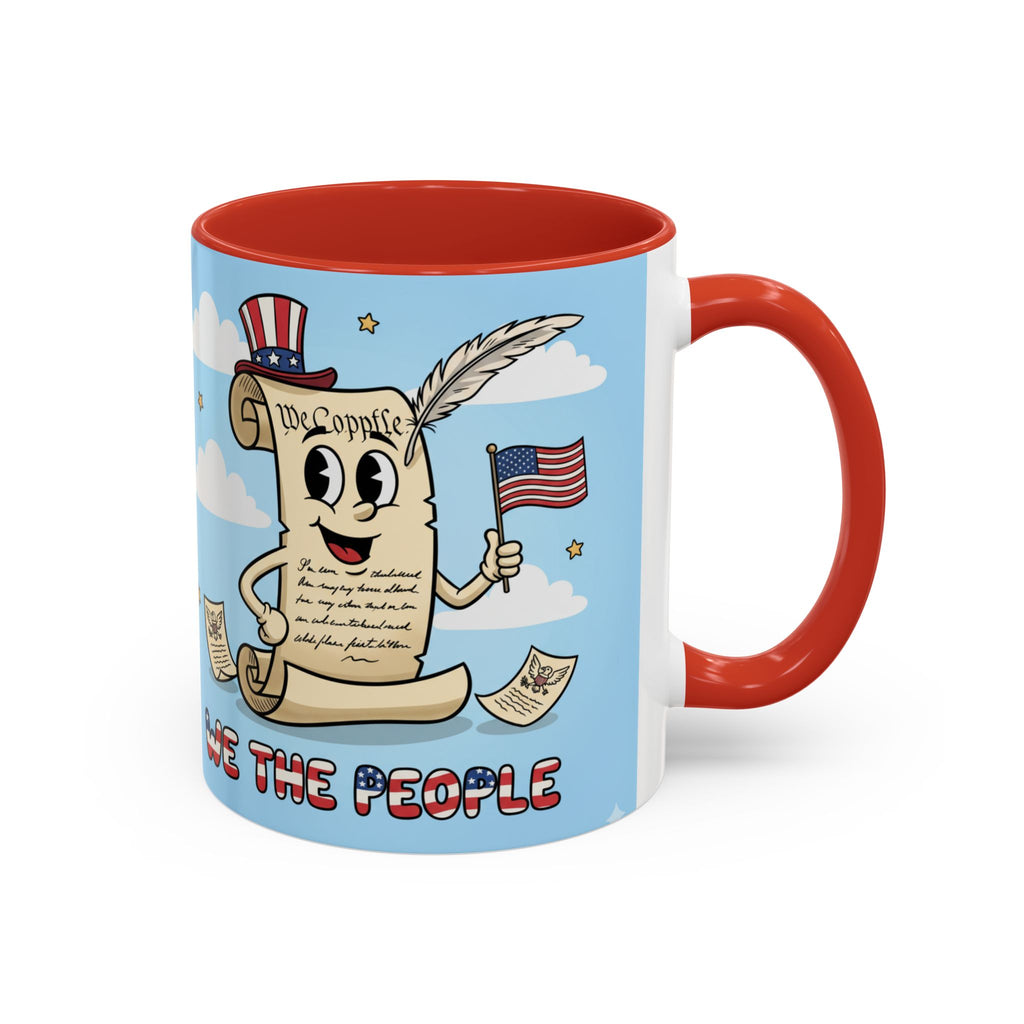 Patriotic Accent Coffee Mug, Fun Mug for Parades, Independence Day Gift, Home Decor, We the People