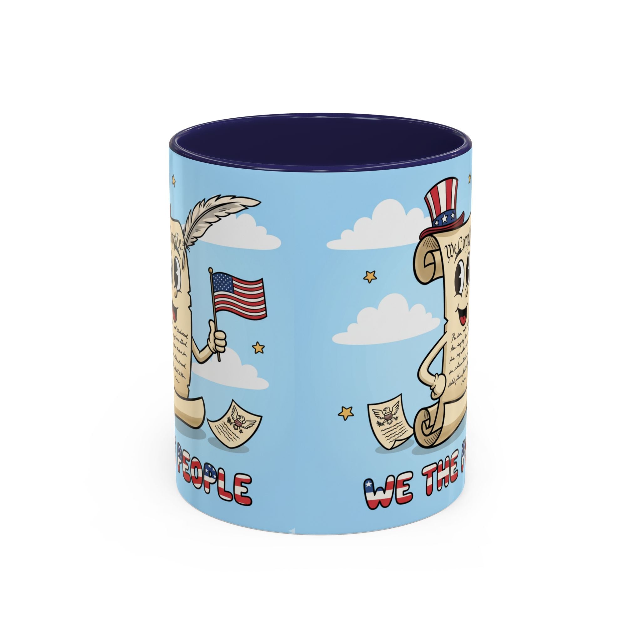 Patriotic Accent Coffee Mug, Fun Mug for Parades, Independence Day Gift, Home Decor, We the People
