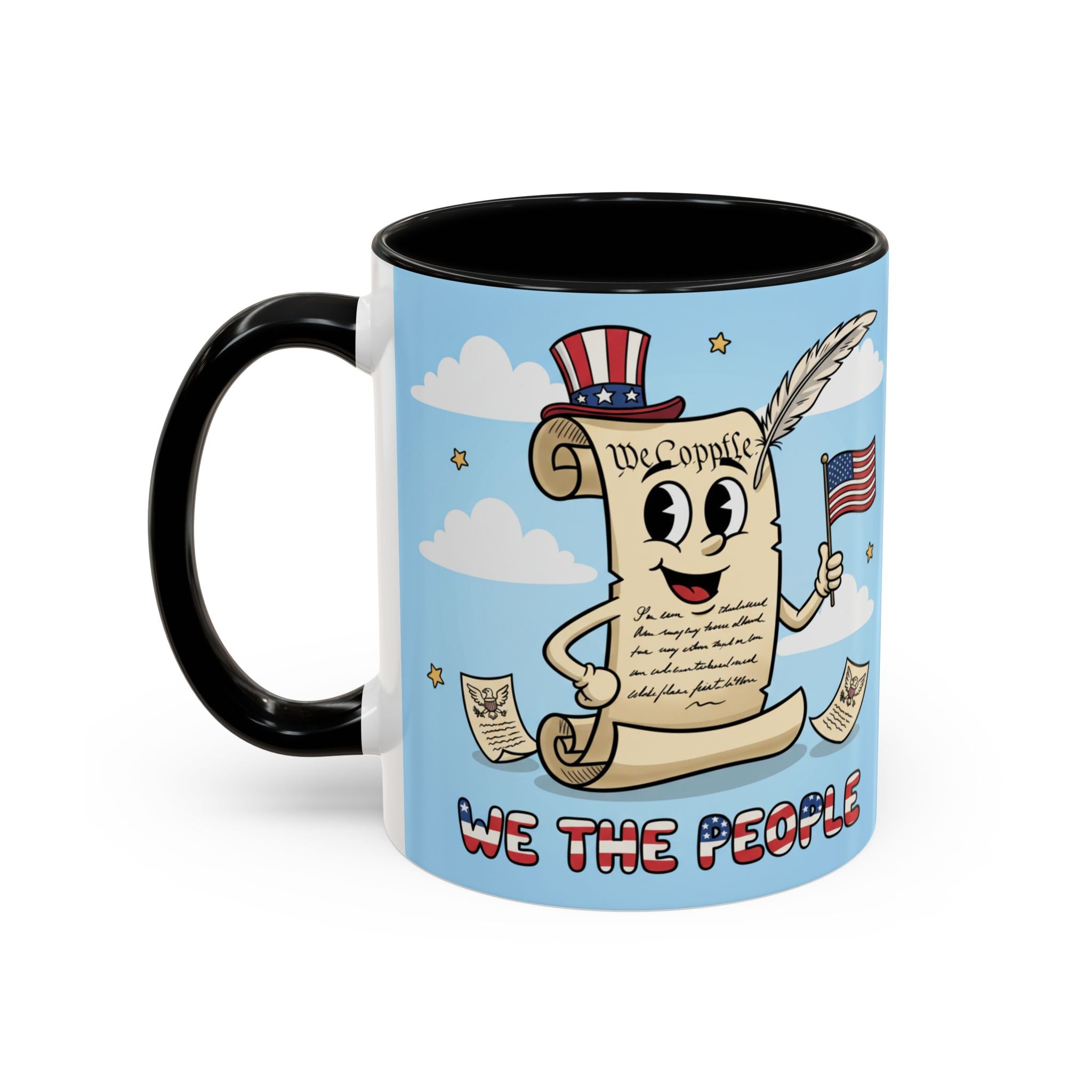 Patriotic Accent Coffee Mug, Fun Mug for Parades, Independence Day Gift, Home Decor, We the People