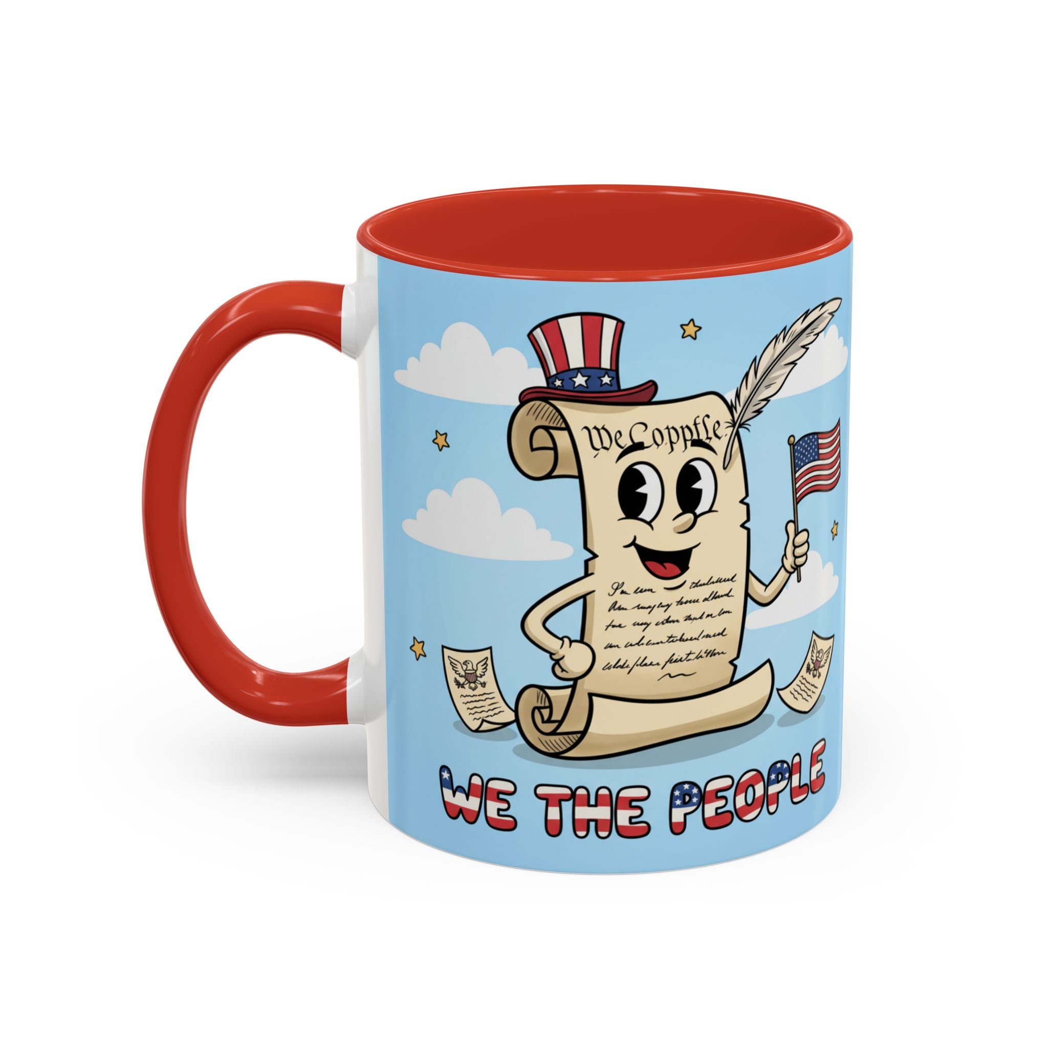 Patriotic Accent Coffee Mug, Fun Mug for Parades, Independence Day Gift, Home Decor, We the People