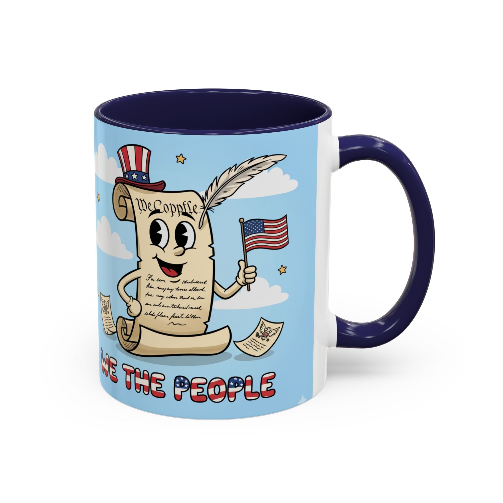 Patriotic Accent Coffee Mug, Fun Mug for Parades, Independence Day Gift, Home Decor, We the People