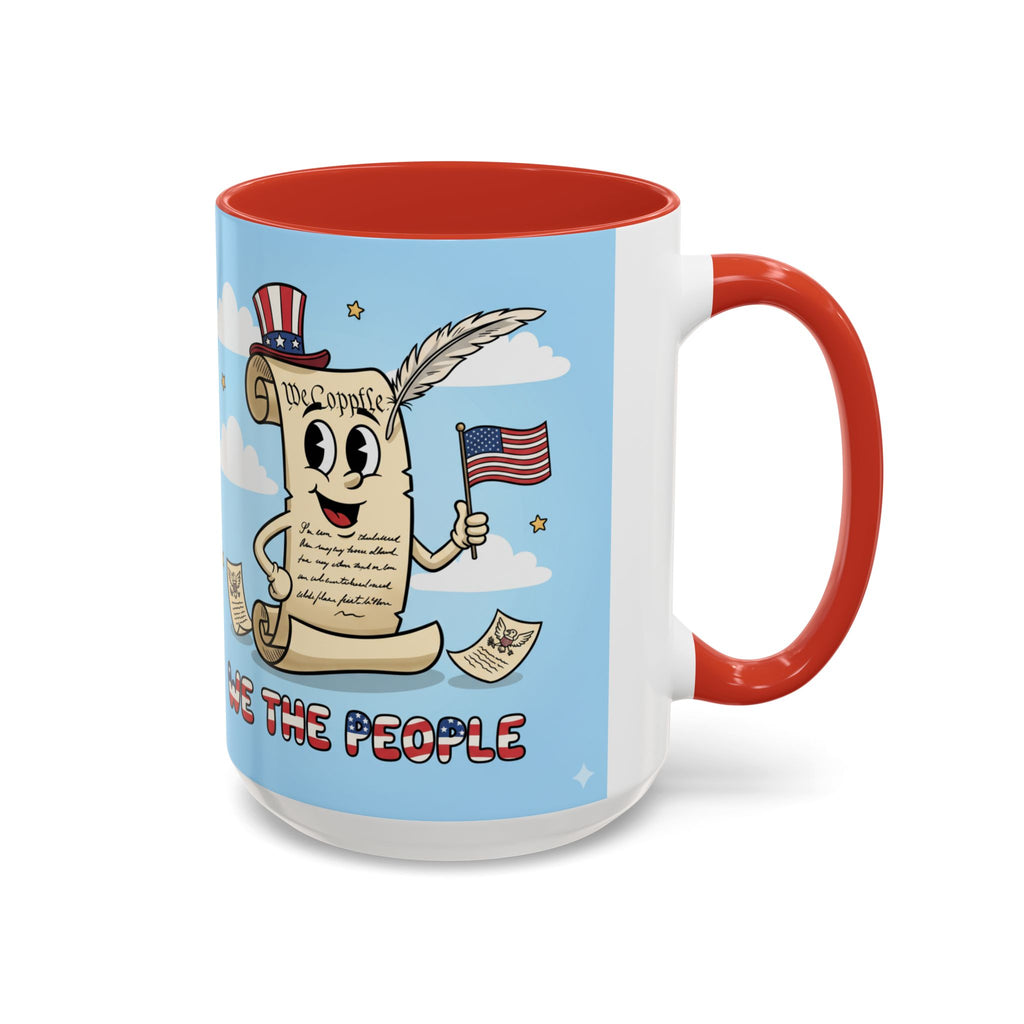 Patriotic Accent Coffee Mug, Fun Mug for Parades, Independence Day Gift, Home Decor, We the People