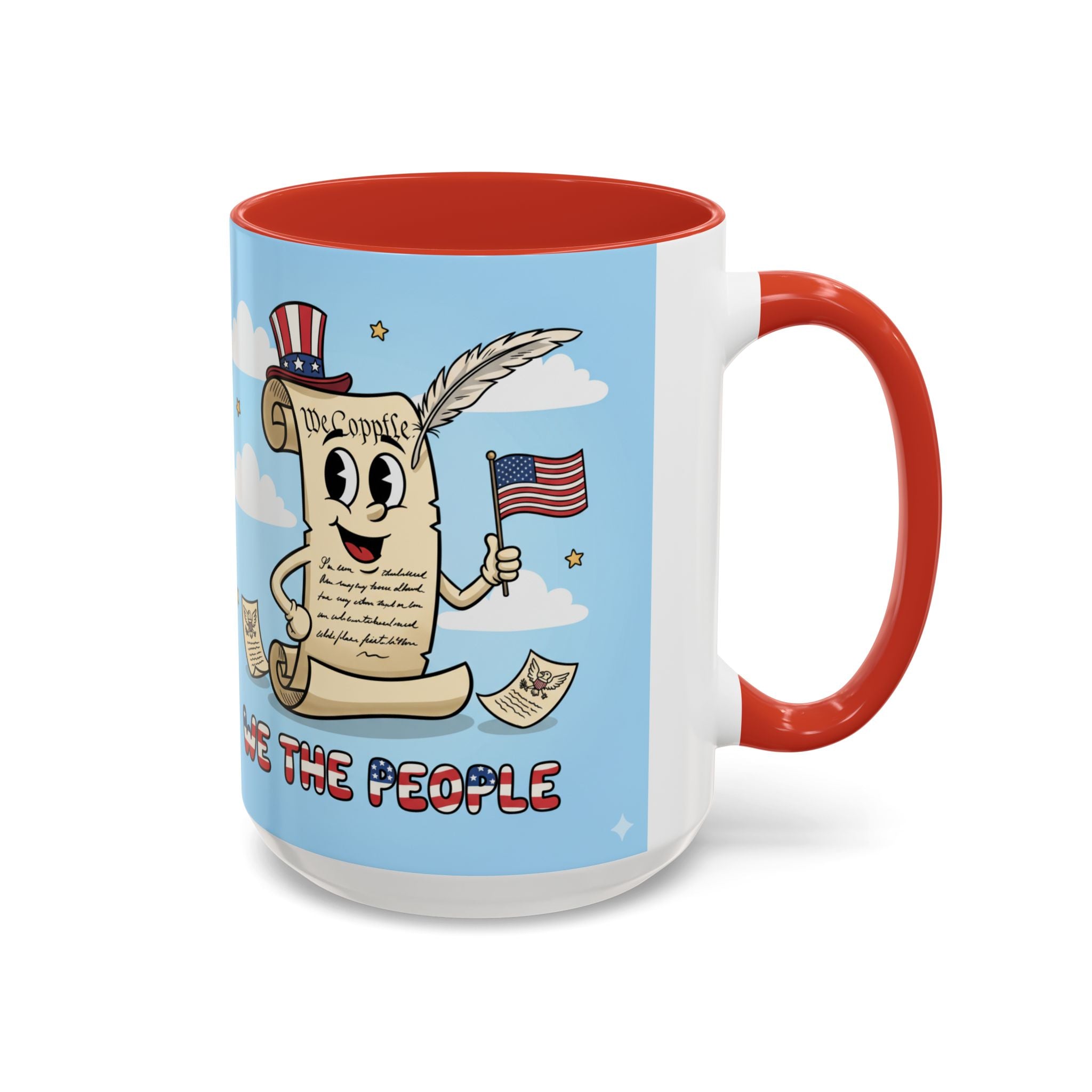 Patriotic Accent Coffee Mug, Fun Mug for Parades, Independence Day Gift, Home Decor, We the People