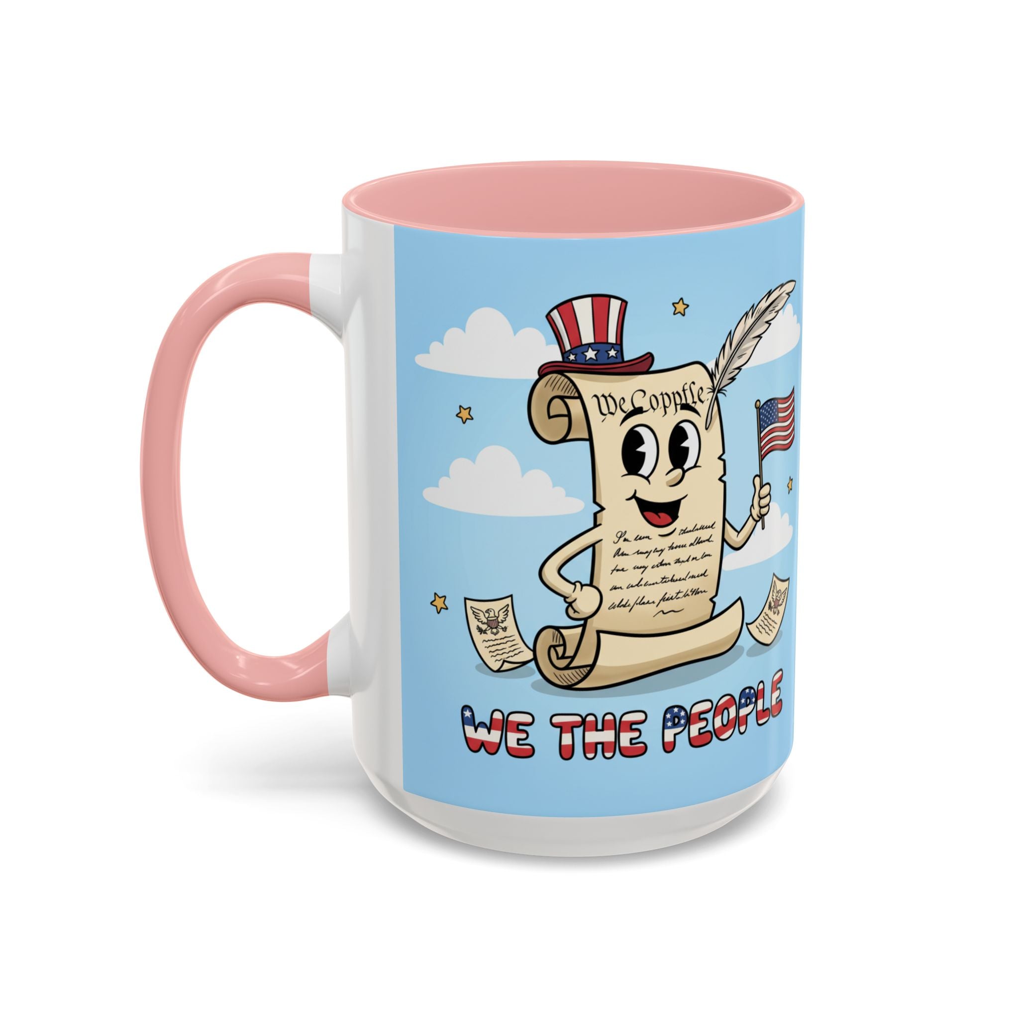 Patriotic Accent Coffee Mug, Fun Mug for Parades, Independence Day Gift, Home Decor, We the People