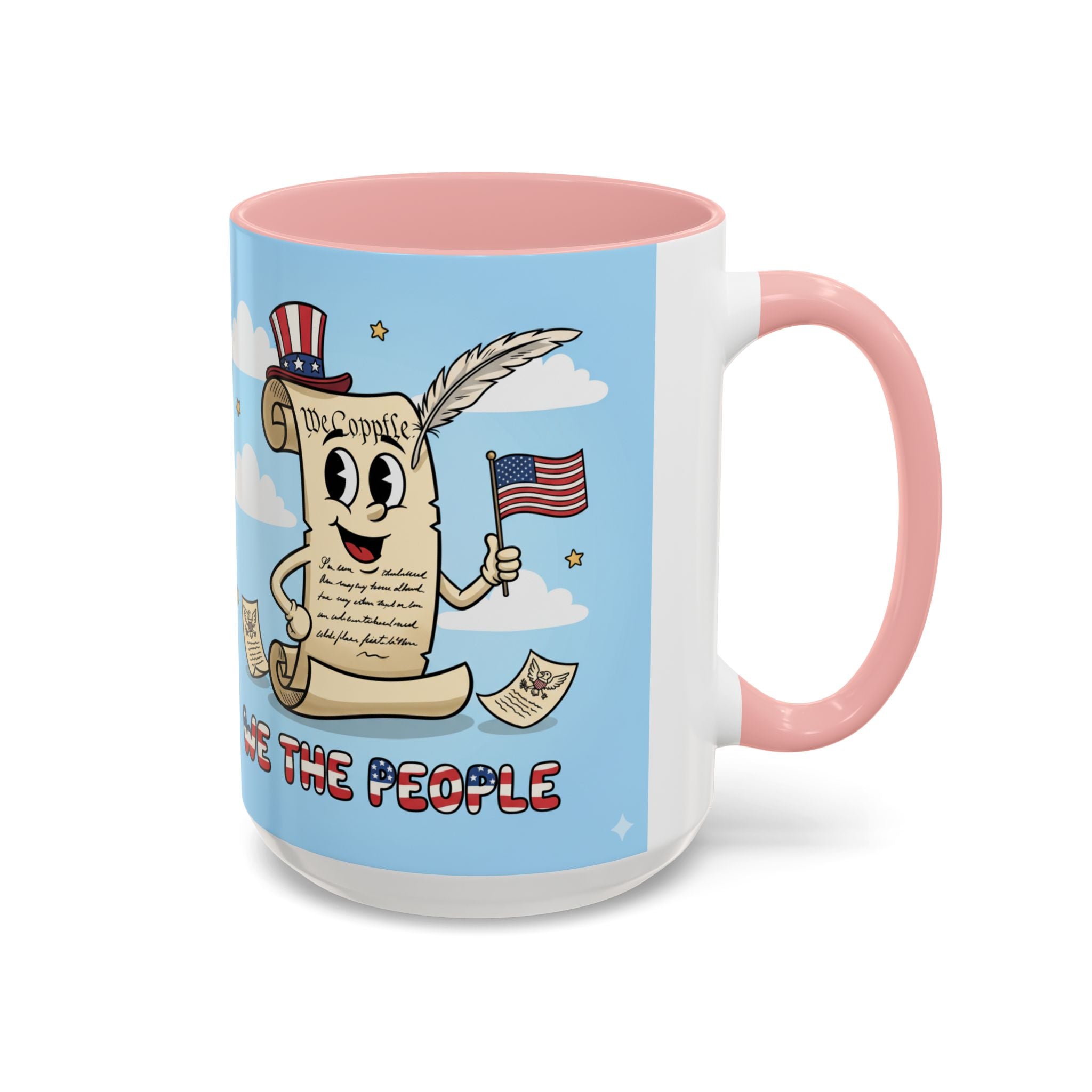 Patriotic Accent Coffee Mug, Fun Mug for Parades, Independence Day Gift, Home Decor, We the People