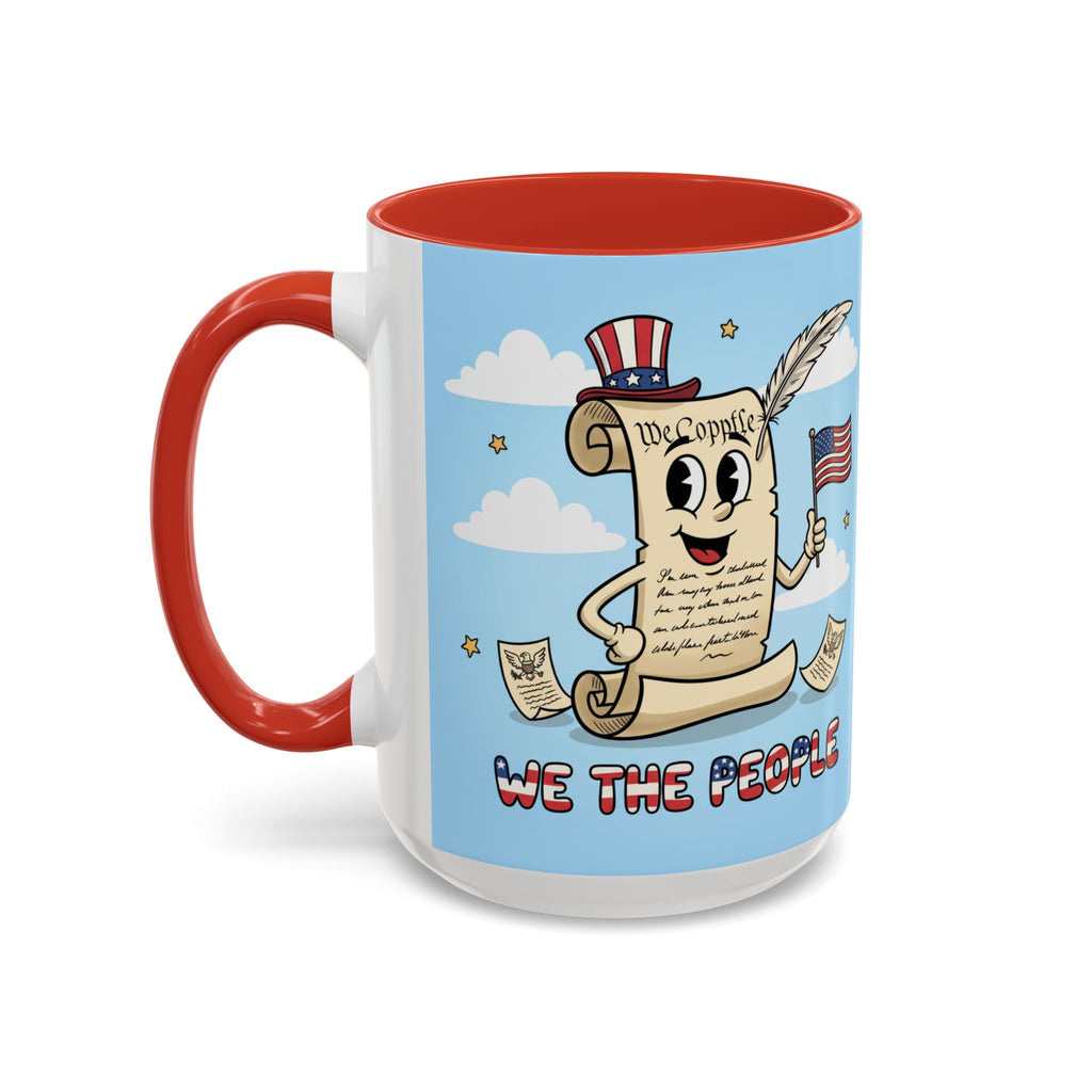 Patriotic Accent Coffee Mug, Fun Mug for Parades, Independence Day Gift, Home Decor, We the People