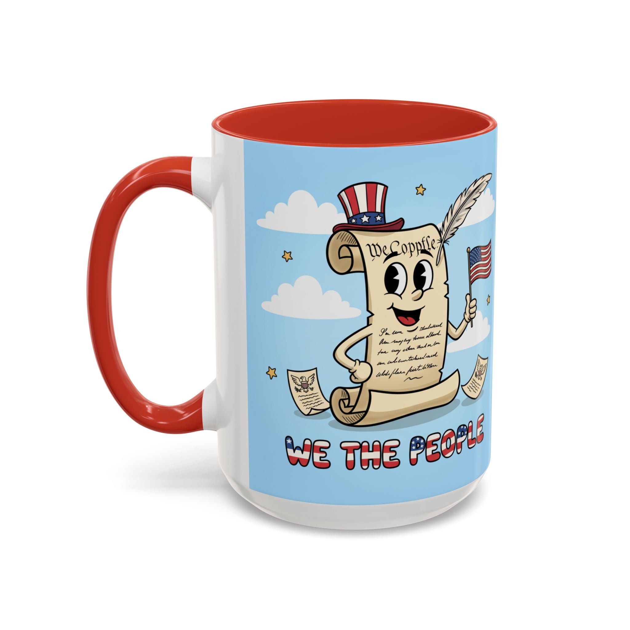 Patriotic Accent Coffee Mug, Fun Mug for Parades, Independence Day Gift, Home Decor, We the People