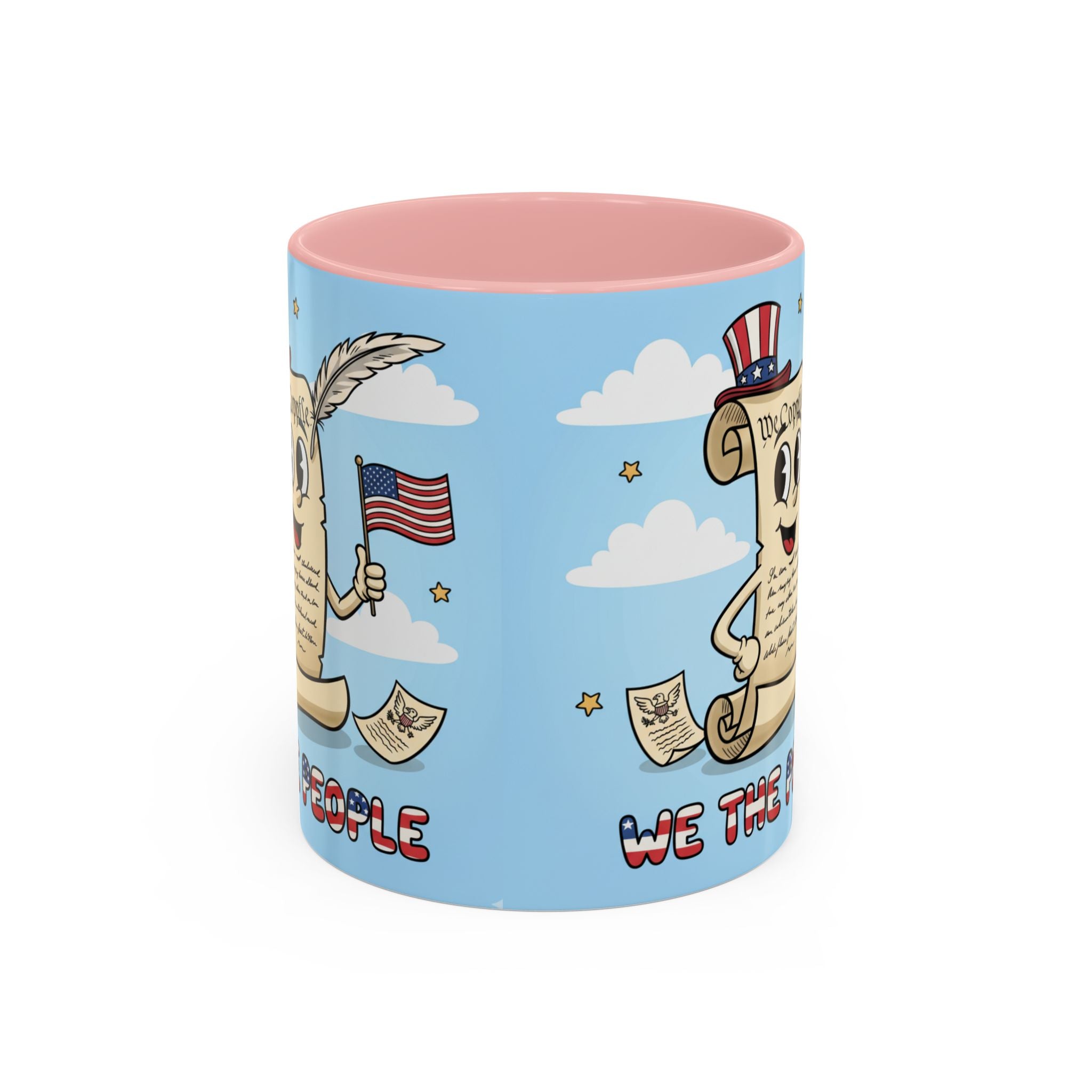 Patriotic Accent Coffee Mug, Fun Mug for Parades, Independence Day Gift, Home Decor, We the People