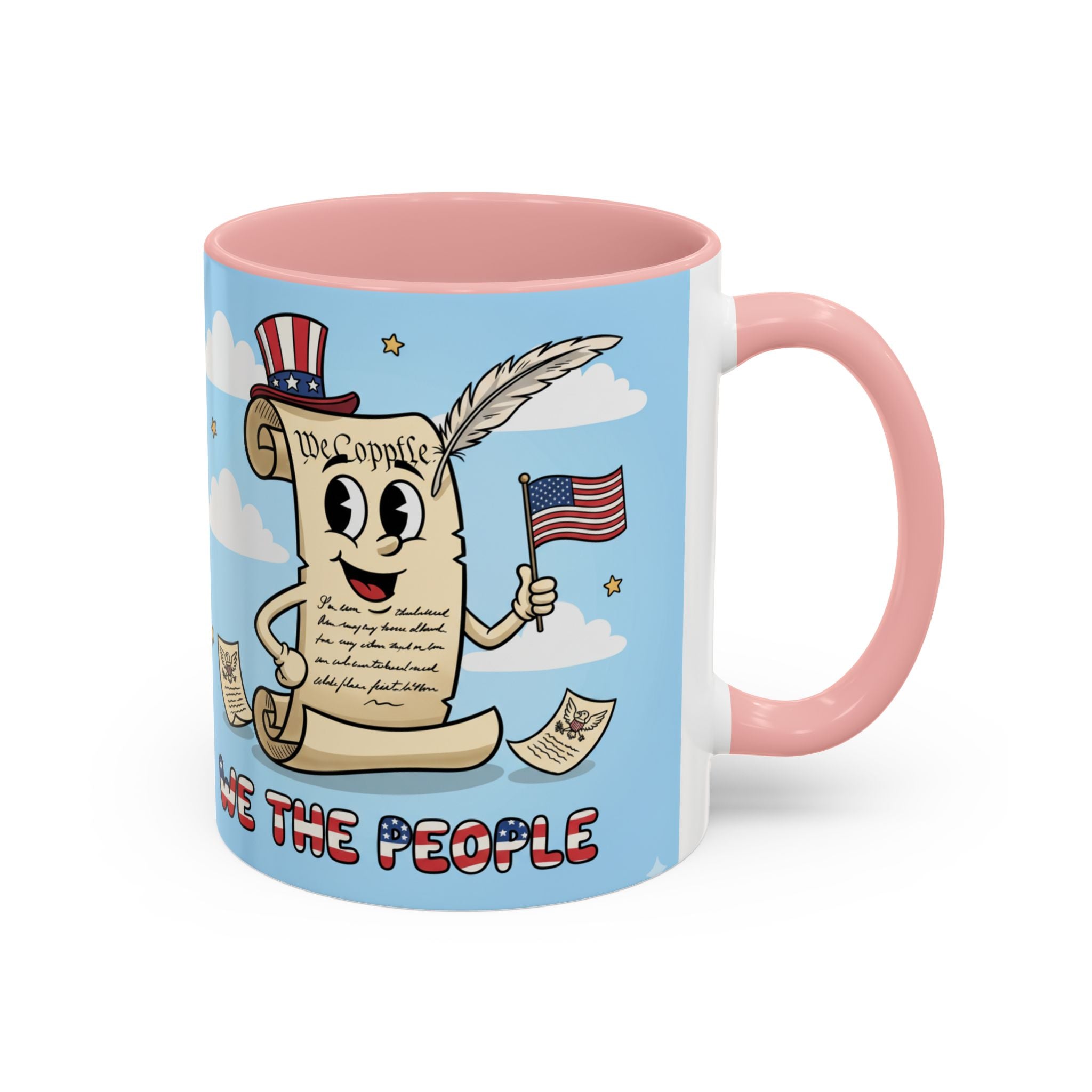Patriotic Accent Coffee Mug, Fun Mug for Parades, Independence Day Gift, Home Decor, We the People